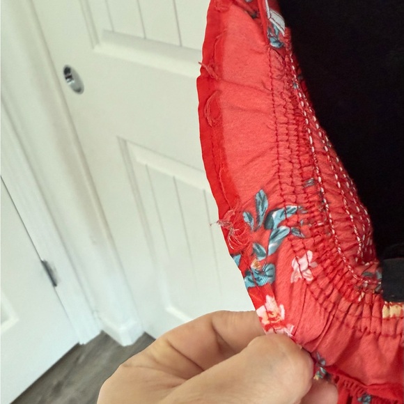 Floral Smocked Red Tank Top - Picture 2 of 3